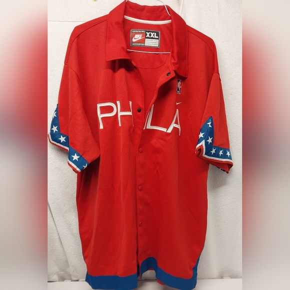 Vintage Philadelphia 76ers Nike NBA WarmUp Jersey Red Retro Rewind Size XXL - Picture 1 of 8
